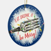 Eat drink is vrolijk kerstlicht keramisch ornament (Links)