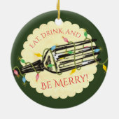 Eat drink is vrolijk kerstsierfeest keramisch ornament (Achterkant)