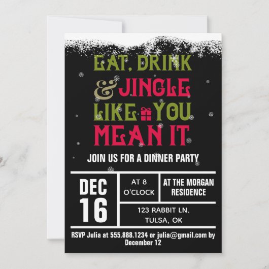 Eat, Drink & Jingle Holiday Party nodigt uit Kaart (Voorkant)