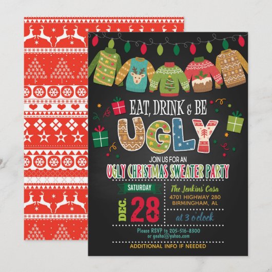 Eat, Drink kan een lelijke kerstairpartij zijn Kaart (Voorkant / Achterkant)