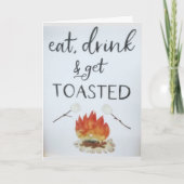 EAT DRINK KRIJGT TOASTED COMICAL CONGRATULALALATIO KAART (Voorkant)