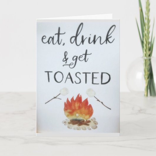 EAT DRINK KRIJGT TOASTED COMICAL CONGRATULALALATIO KAART (Voorkant)