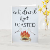 EAT DRINK KRIJGT TOASTED COMICAL CONGRATULALALATIO KAART (Gele Bloem)