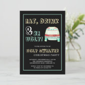 Eat, Drink, lelijke Sweater-kerstuitnodiging Kaart (Staand voorkant)