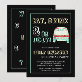 Eat, Drink, lelijke Sweater-kerstuitnodiging Kaart