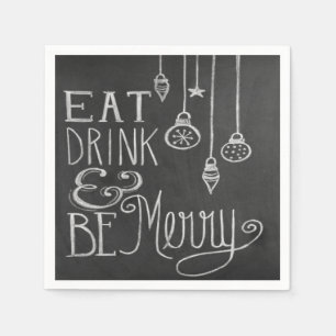 Eat Drink Merry Chalkboard Kerstluiers Servetten