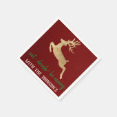 Eat-Drink: Merry Gold Reindeer Burgundy White Servet (Hoek)