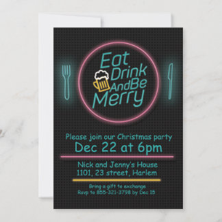 Eat Drink Merry kerstparty uitnodigingen