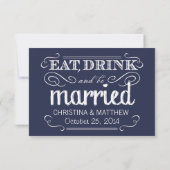 Eat Drink met gehuwd Chalkboard RSVP (Achterkant)