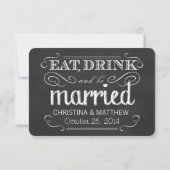 Eat Drink met gehuwd Chalkboard RSVP (Achterkant)