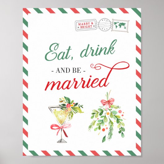 Eat Drink met kerstbruiloft Verloving Poster (Voorkant)