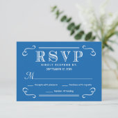 Eat Drink met RSVP Pacific Blue Reply Kaartje (Staand voorkant)