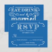 Eat Drink met RSVP Pacific Blue Reply Kaartje (Voorkant / Achterkant)