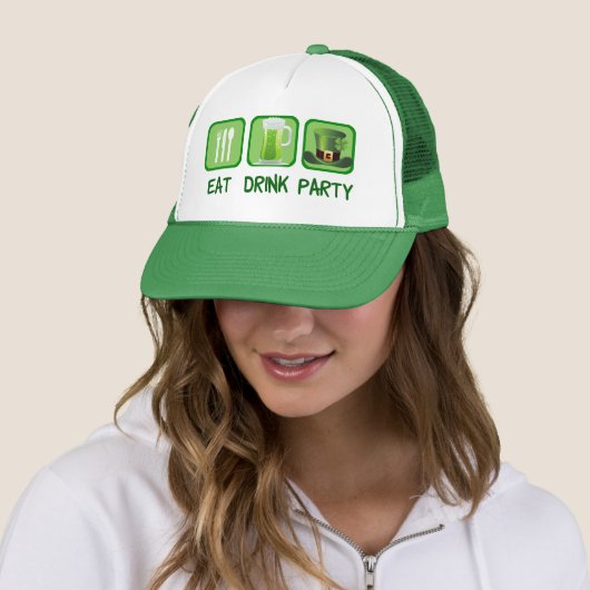Eat Drink Party Funny St. Patrick's Day Trucker Pet (In situ)