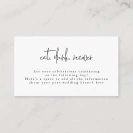 Eat Drink Recover Black White Post Wedding Brunch Informatiekaartje
