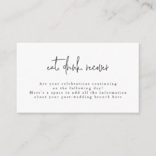 Eat Drink Recover Black White Post Wedding Brunch Informatiekaartje