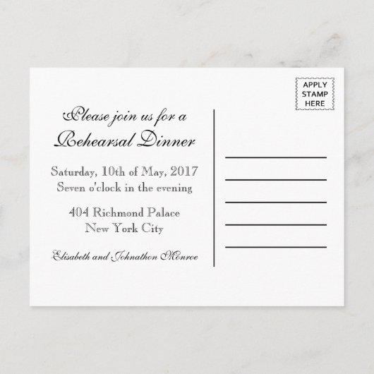 Eat Drink & Rehearse Burlap Lace Rehearsal Dinner Uitnodiging Briefkaart (Achterkant)