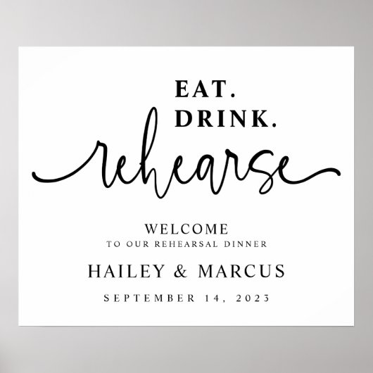 Eat Drink Rehearse Rehearsal Dinner Invitation Poster (Voorkant)