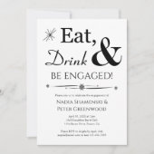 Eat-Drink: Retro Engagement Party Kaart (Voorkant)