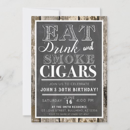 Eat Drink & rookgordijnen Uitnodiging (Voorkant)