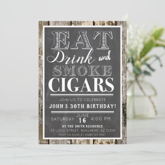 Eat Drink & rookgordijnen Uitnodiging (Staand voorkant)