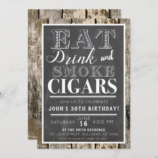 Eat Drink & rookgordijnen Uitnodiging (Voorkant / Achterkant)