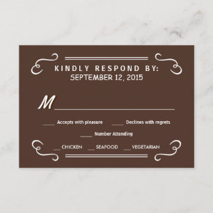 Eat Drink & RSVP Chocolate Brown Wedding Reply Kaartje