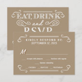 Eat Drink & RSVP Sandalwood Tan Wedding Reply (Voorkant / Achterkant)