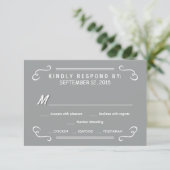Eat Drink & RSVP Silver Grey Rustic Wedding Reply Kaartje (Staand voorkant)