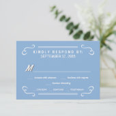 Eat Drink & RSVP Sky Blue Rustic Wedding Reply Kaartje (Staand voorkant)