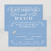 Eat Drink & RSVP Sky Blue Rustic Wedding Reply Kaartje (Voorkant / Achterkant)