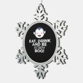 Eat Drink Scary Boo Halloween Design Creative Casu Tin Sneeuwvlok Ornament (Rechts)
