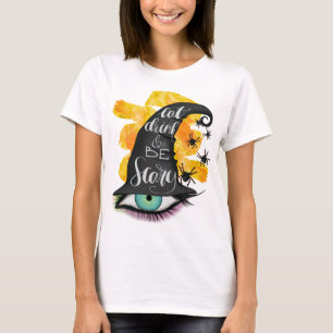 Eat Drink Scary Witches Pet Waterverf Sinaasappel T-shirt