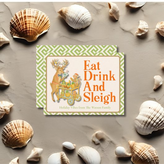 Eat Drink Sleigh Tropical Christmas Chinoiserie Feestdagenkaart