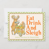 Eat Drink Sleigh Tropical Christmas Chinoiserie Feestdagenkaart (Voorkant)