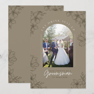 Eat Drink Suit omhoog - de Groomsman Dienst wordt  Kaart