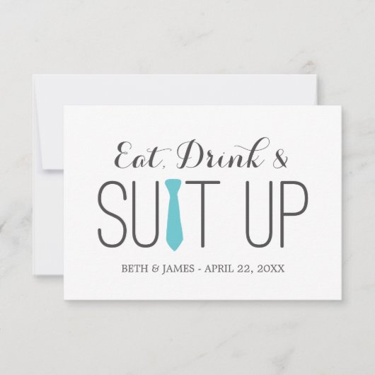 Eat Drink & Suit Up | Bruidsjonkers Kaart (Voorkant)