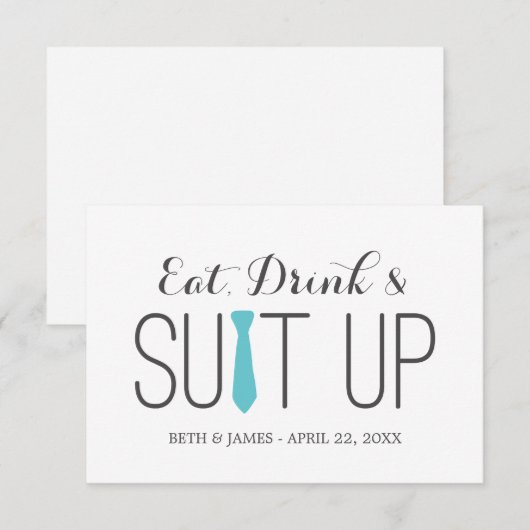 Eat Drink & Suit Up | Bruidsjonkers Kaart (Voorkant / Achterkant)