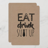 Eat Drink Suit Up Funny Groomsman Kaart (Voorkant / Achterkant)