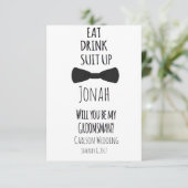 Eat Drink Suit Up will you be My Groomsman Invite Kaart (Staand voorkant)