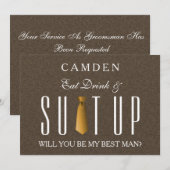 Eat Drink & Suitup Gold Will you be my Bestman Inv Kaart (Voorkant / Achterkant)
