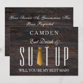 Eat Drink & Suitup Gold Will you be my Bestman Inv Kaart (Voorkant / Achterkant)