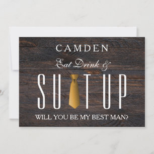 Eat Drink & Suitup Gold Will you be my Bestman Inv Kaart