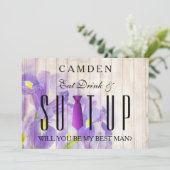 Eat Drink & Suitup Paars Zal je mijn Bestman zijn? Kaart (Staand voorkant)