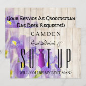 Eat Drink & Suitup Paars Zal je mijn Bestman zijn? Kaart (Voorkant / Achterkant)