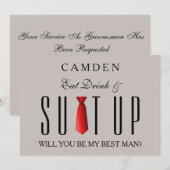 Eat Drink & Suitup Red Zal je mijn Bestman zijn Kaart (Voorkant / Achterkant)