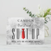 Eat Drink & Suitup Red Zal je mijn Bestman zijn Kaart (Staand voorkant)