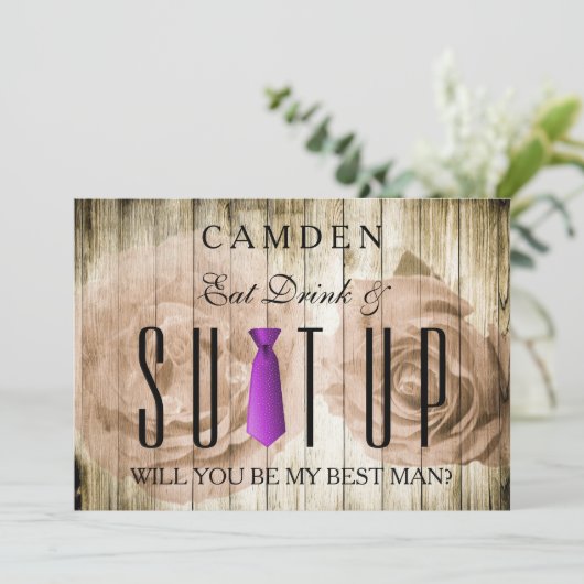 Eat Drink & Suitup Wooden Zal je mijn beste zijn? Kaart (Staand voorkant)