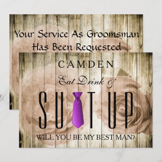 Eat Drink & Suitup Wooden Zal je mijn beste zijn? Kaart (Voorkant / Achterkant)