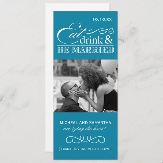 Eat, Drink & trouwen - Foto opslaan Datum Save The Date (Voorkant / Achterkant)